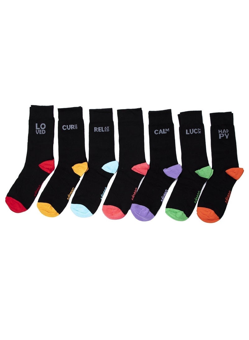 Biggdesign 7 Pairs of  Ankle High Long Socks for Men, Breathable Cotton Material Patterned Socks, Casual Socks For Men, US 8-12 Size, Gift Packaging - Image 1